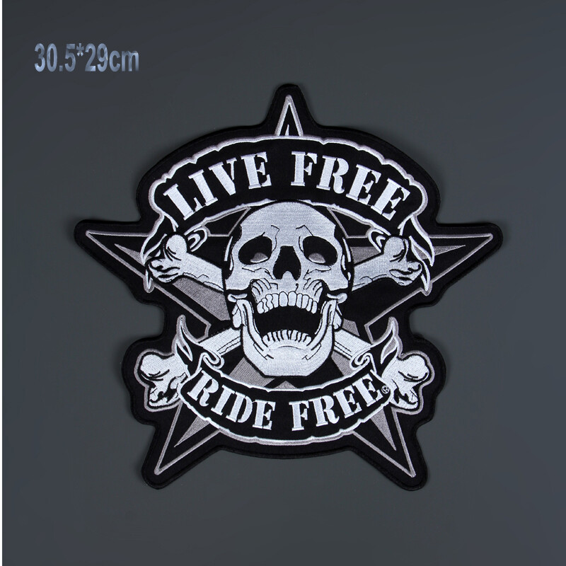 11'' Inches Huge Large Embroidery Patches LIVE FREE RIDE FREE 30.5CM *29CM