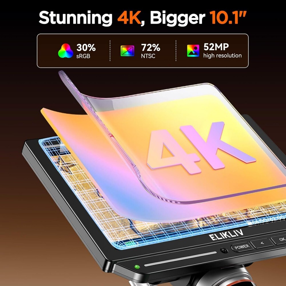 Elikliv AutoFocus HDMI Digital Microscope: Fast TOF Sensor 4K Effortless Clarity