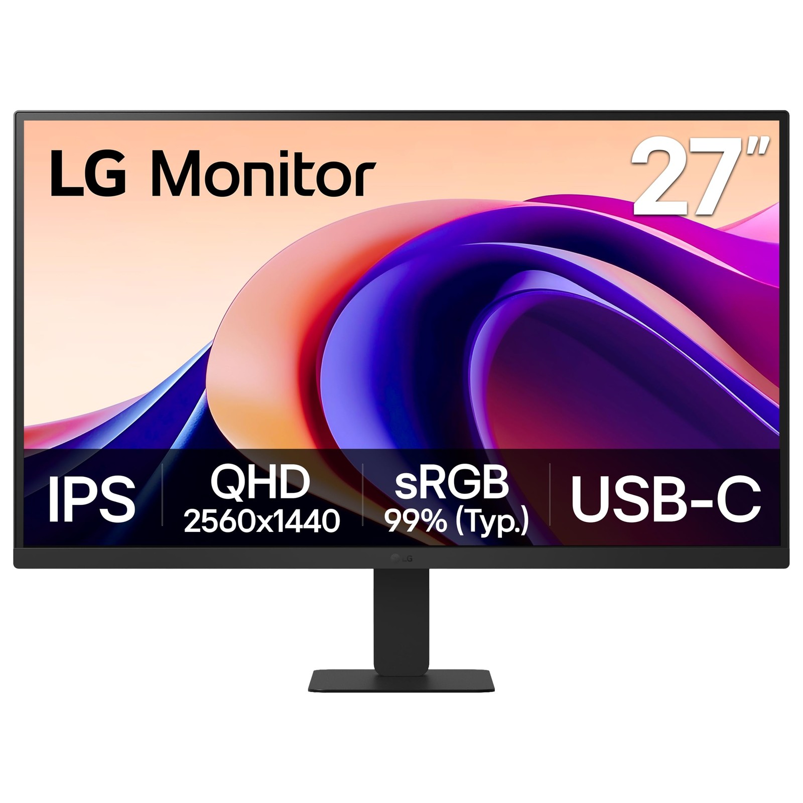 Monitor 27 Inch QHD 2560x1440 IPS 100Hz USB C 15W PD Black LG U631A-B 27U631A-B
