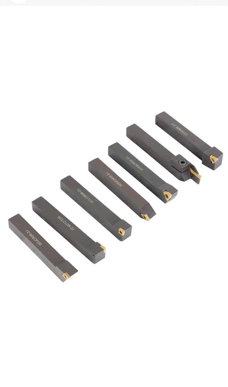 7PC Carbide Indexable Turning Tool 1/2" Lathe Tool Bit Set Thread Insert Holder