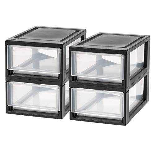 MSD-1 Compact Stacking Drawer - Black - 6 Quart - 4-Pack - Set of 4