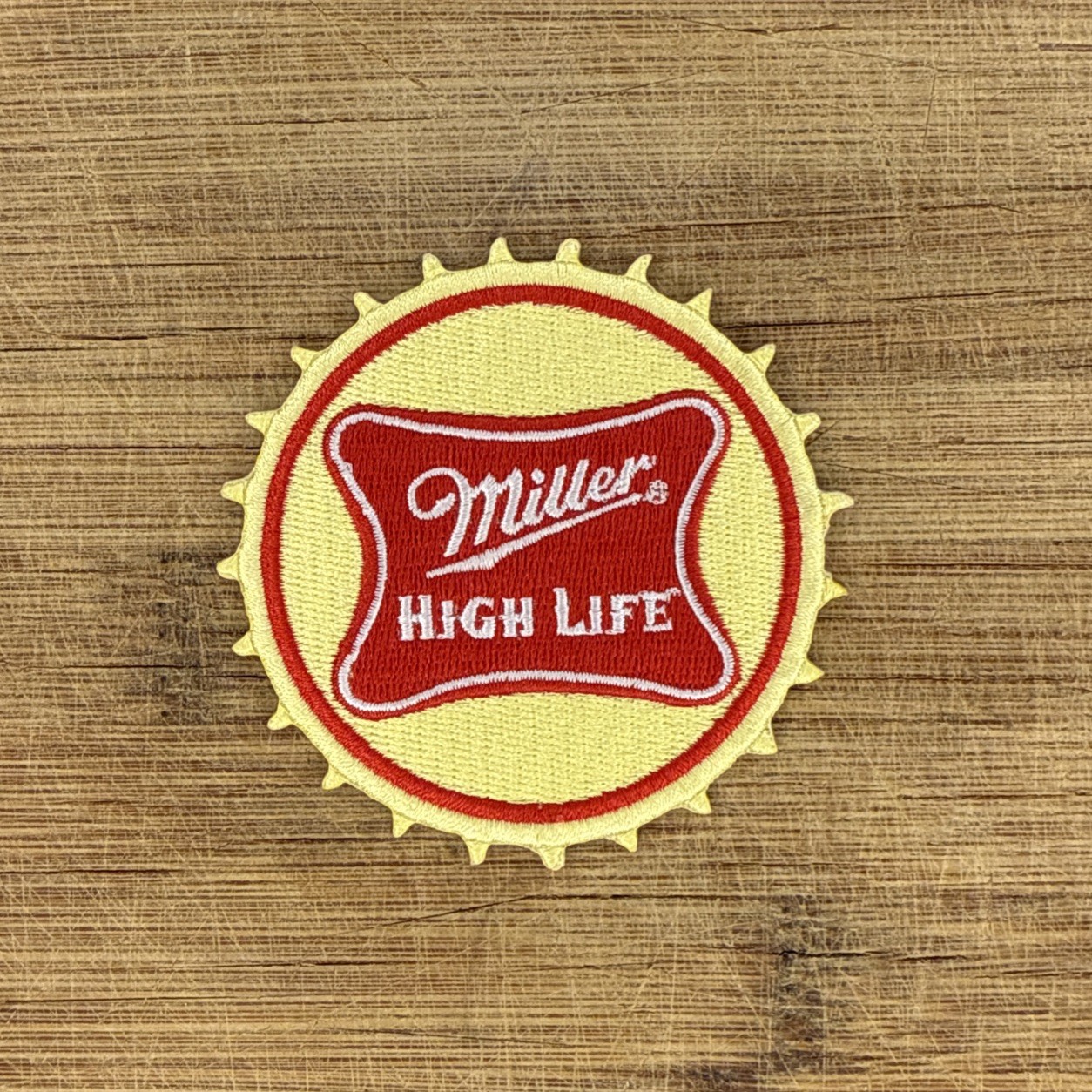 Miller High Life Bottle Cap Patch  3 Inches Embroidered Iron-On Beer Logo Badge