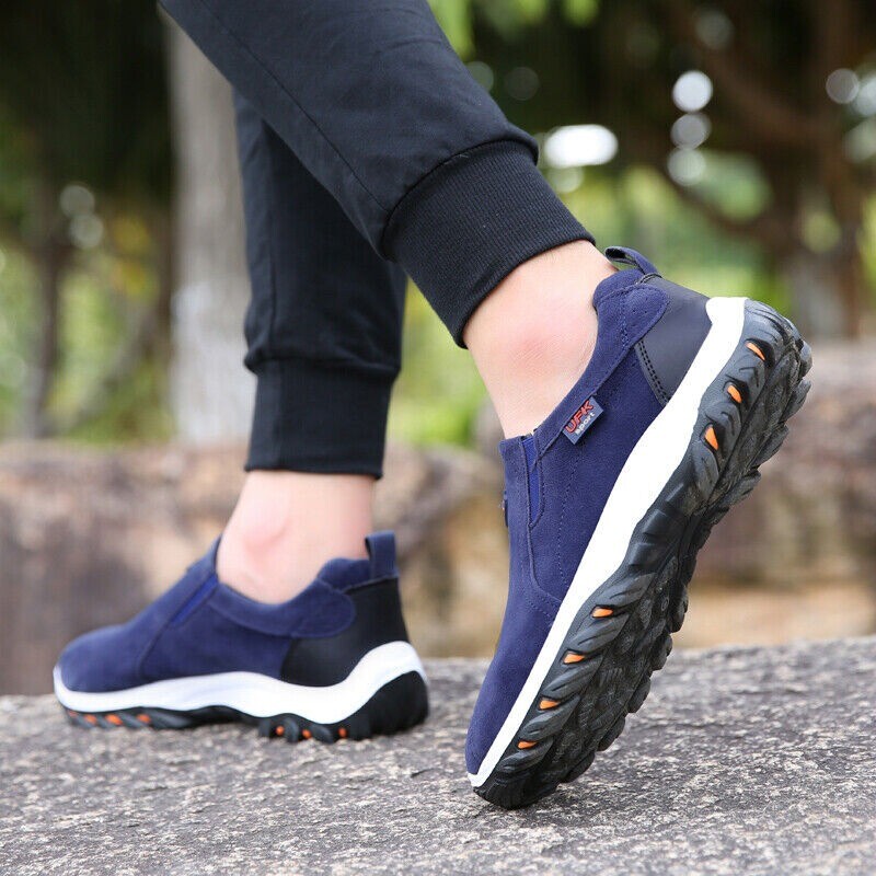 Mens Memory Foam Slip On Wide Fit Casual Walking Gym Sports Trainers Shoes Size
