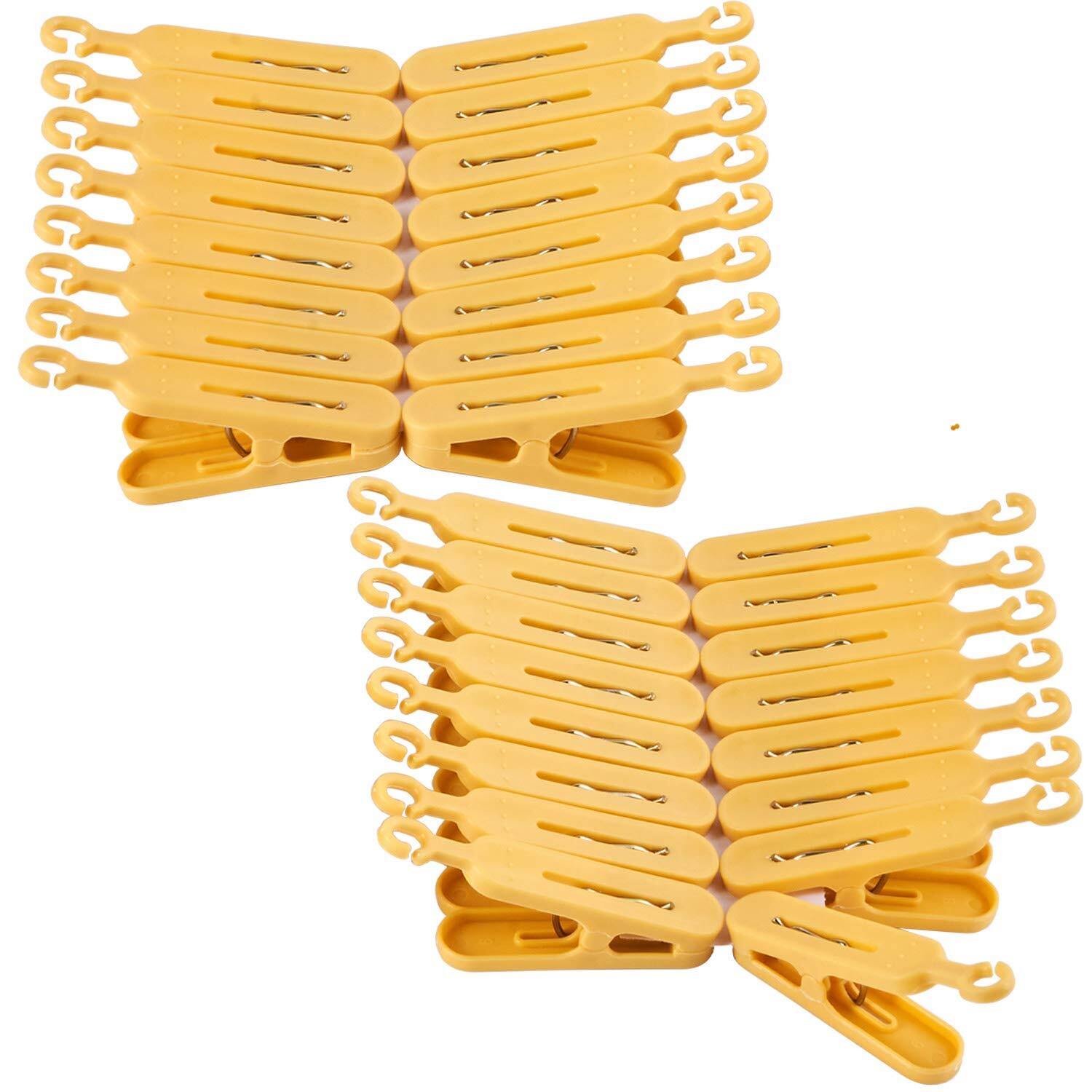 Drip Hanger Foldable Clip Hangers Plastic with 32 Drying Clips Wind-Proof Hoo...