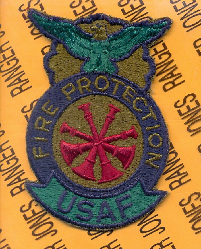 USAF Fire Protection Deputy Fire Chief 3 inch OD Green & Blue 3 3/4" patch c/e