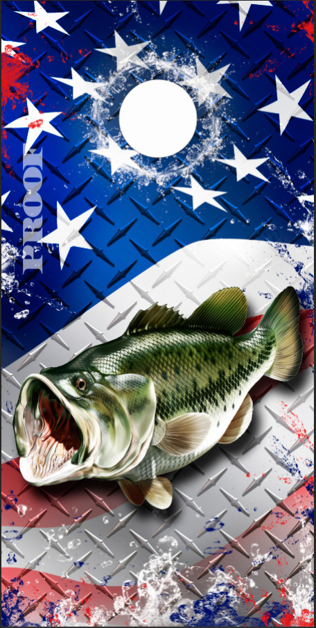 Bass Fish Splash American Flag LAMINATED Cornhole Wrap Bag Skin Decal Sticker