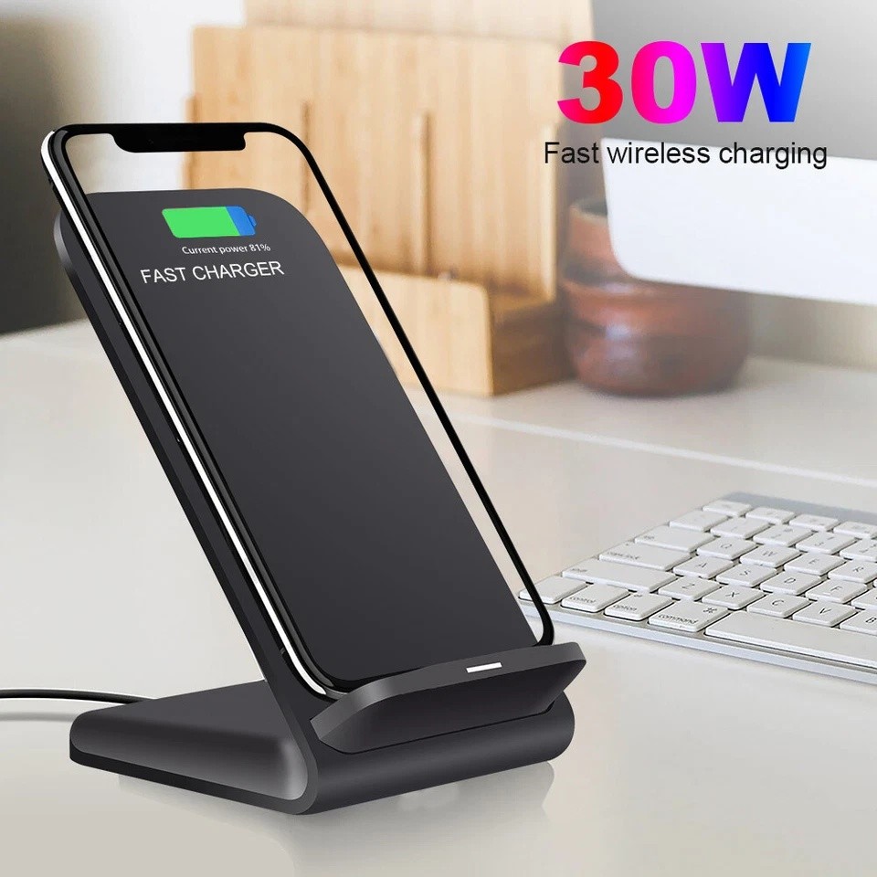 30W Wireless Charger Charging Stand Dock For Samsung iPhone Android Cell Phone