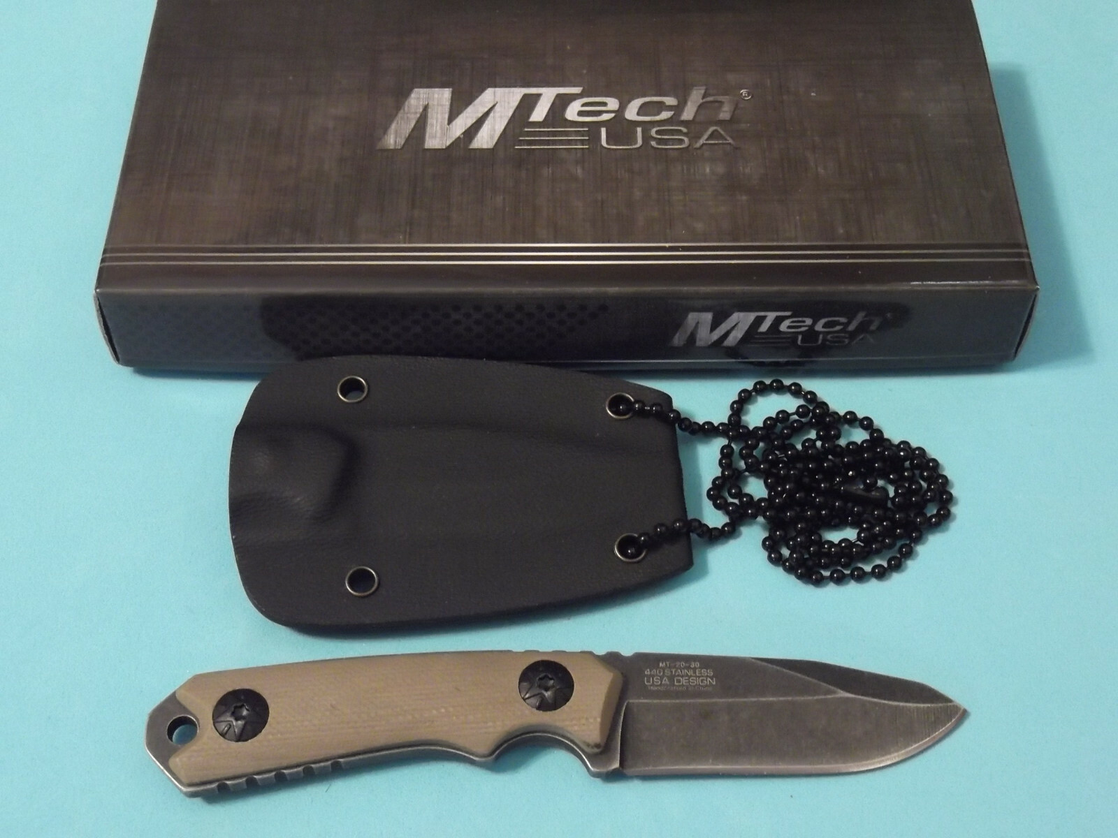 MTech MT2030 Mini Neck Knife Stonewashed fixed blade 4 3/4" overall MT-20-30