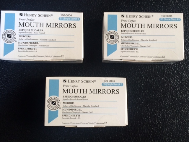 Dental Henry Schein  Mouth Mirror front surface simple stem #5 Three box of 12