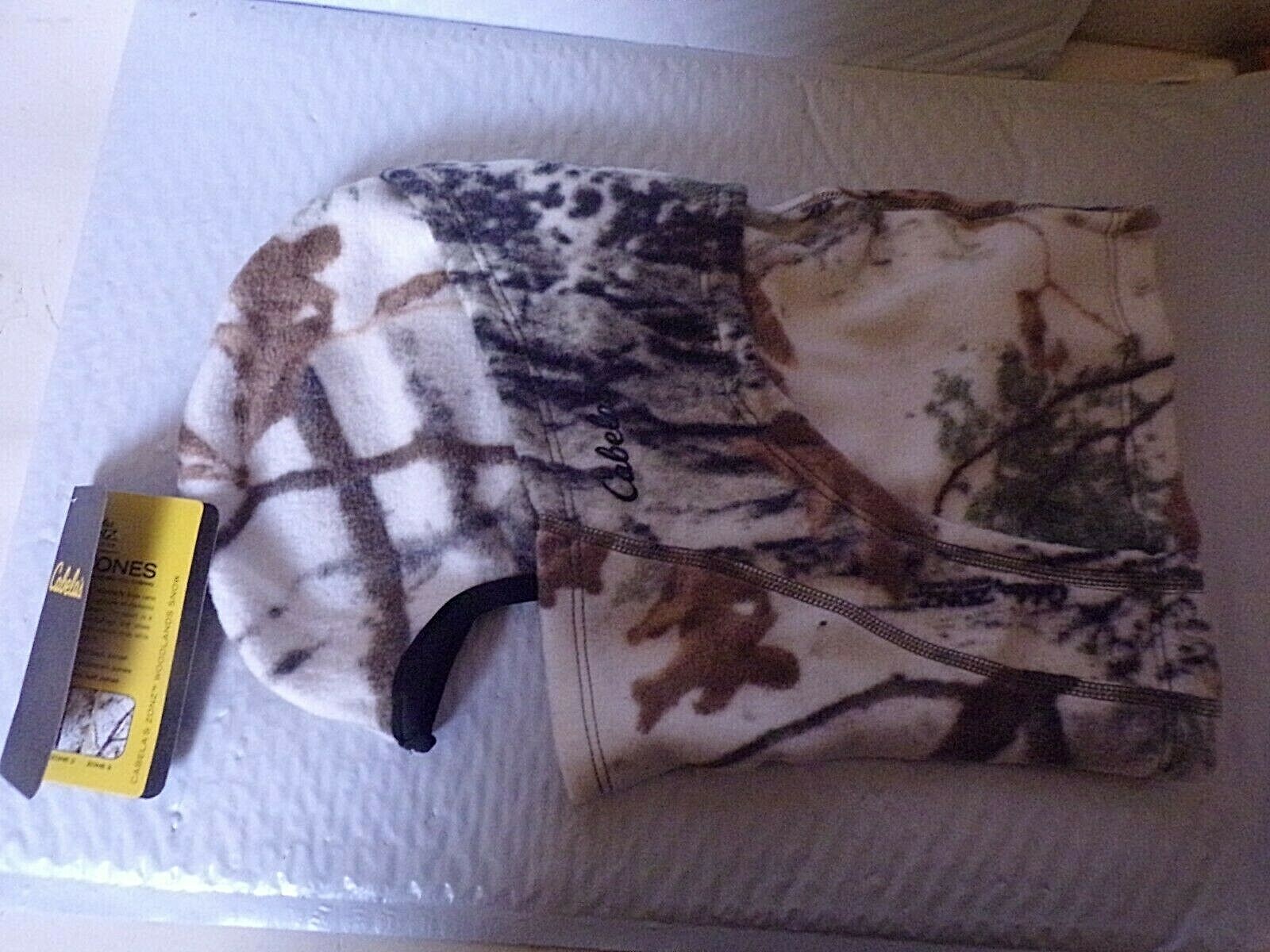 CABELAS ORIGINAL FLEECE NINJA HOOD ZONZ WOODLANDS SNOW.