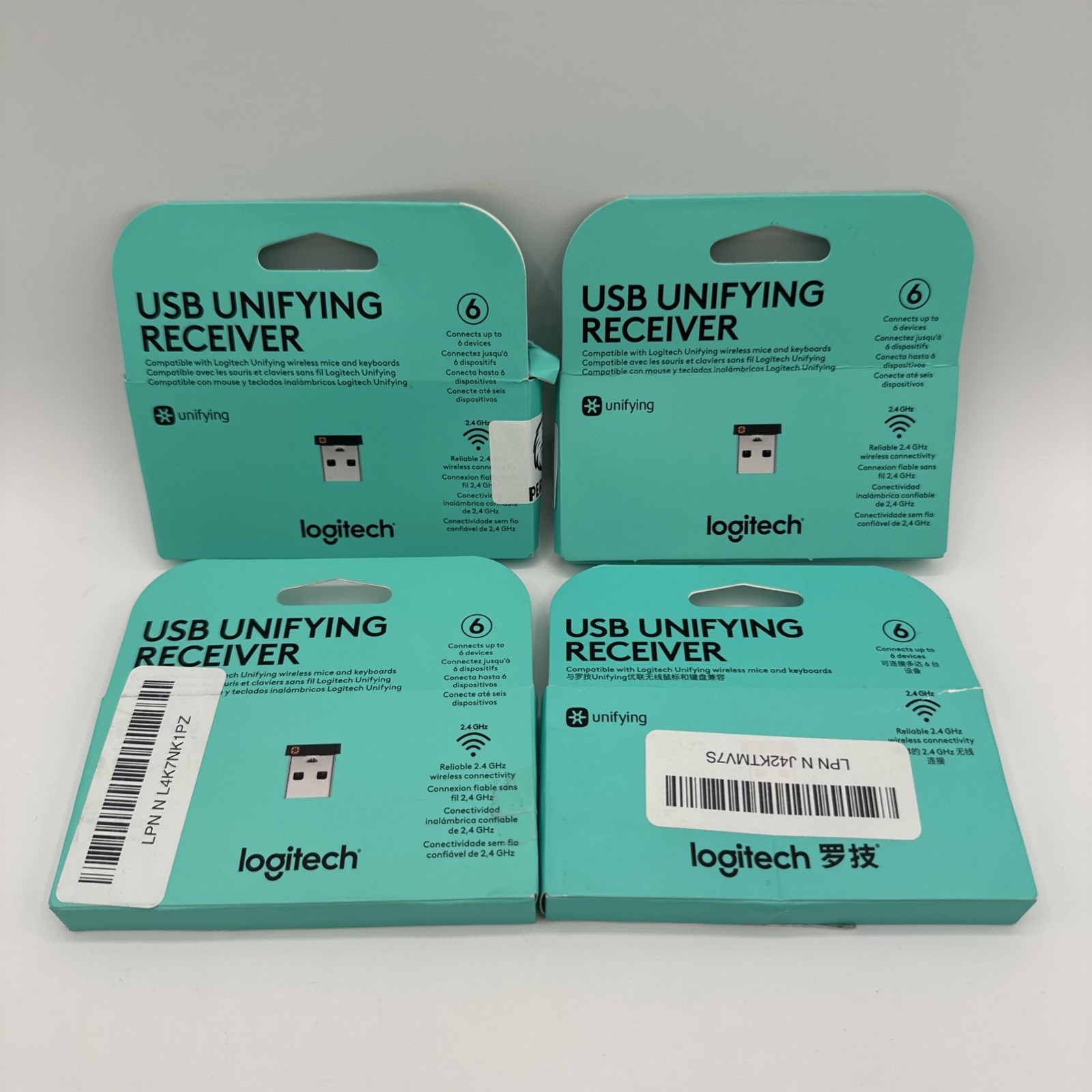 4 Pack | Logitech USB Unifying Receiver | Open Box