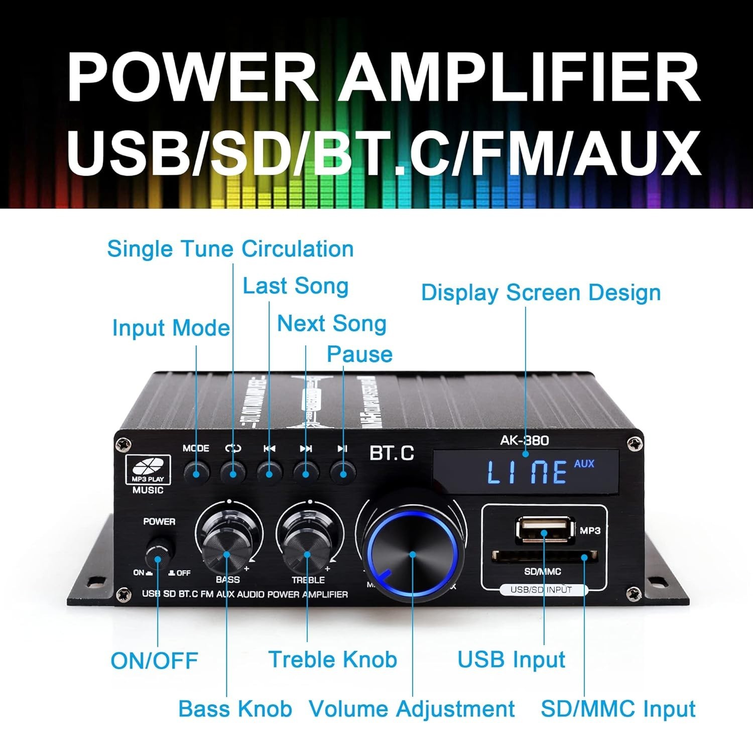 Ak380 Bluetooth Amplifier With Remote Control Function 2.0 Bluetooth Amplifier S