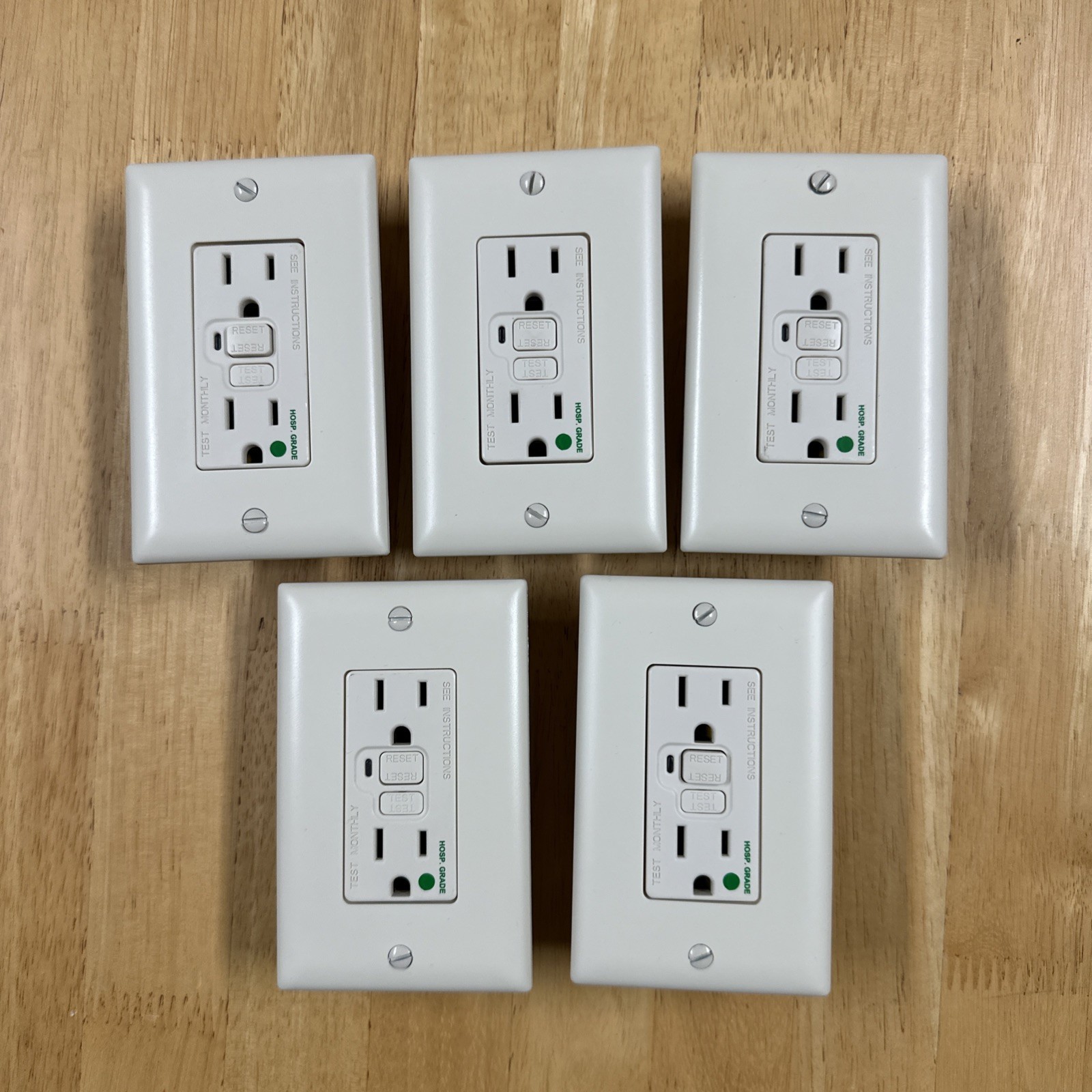 Lot of 5 Almond Pass & Seymour Legrand 20 Amp Hospital Grade GFCI Outlet #370492