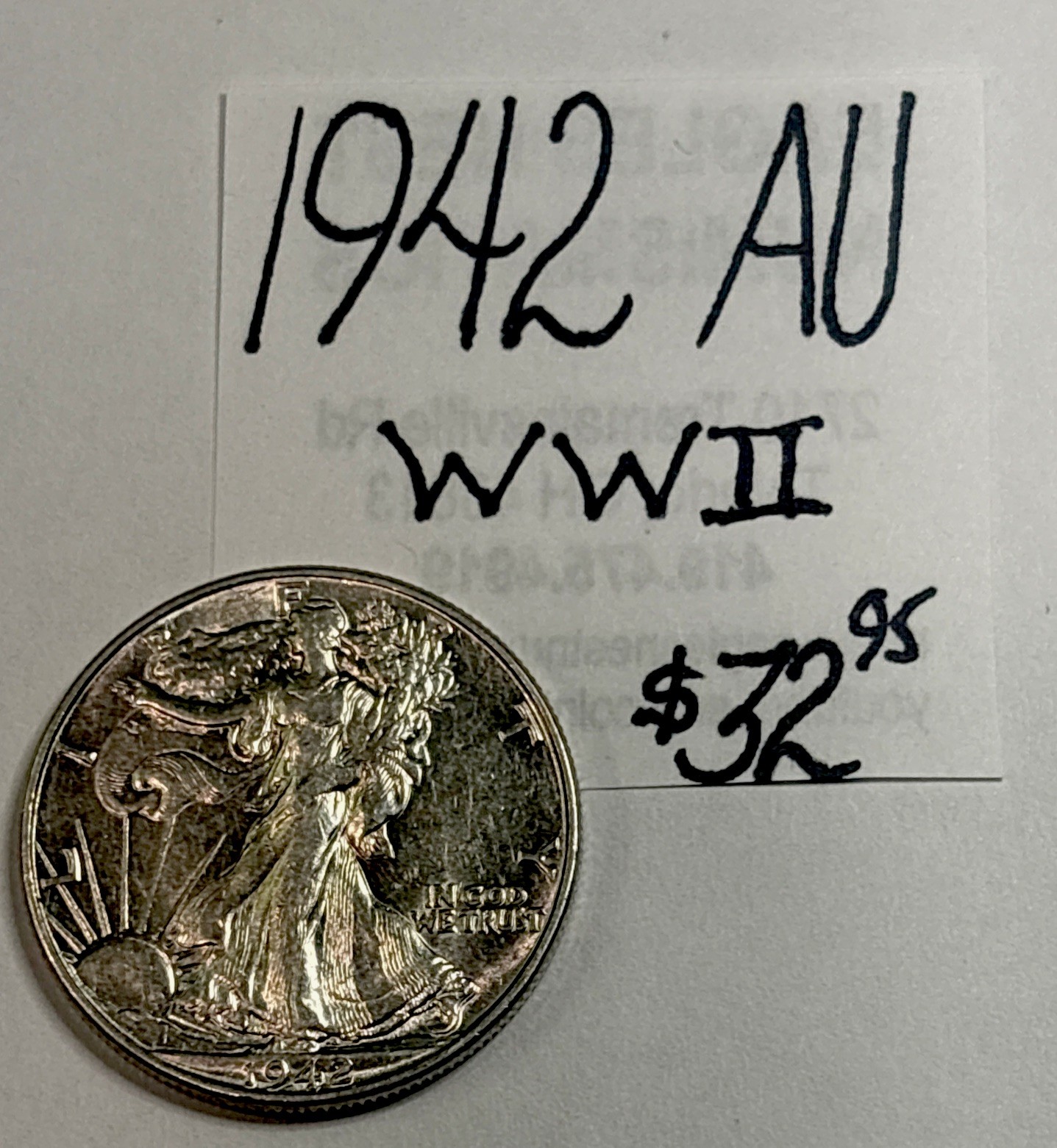 1942 Walking Liberty Silver Half Dollar (AU) About Unc Cond! WWII! ENN Coins