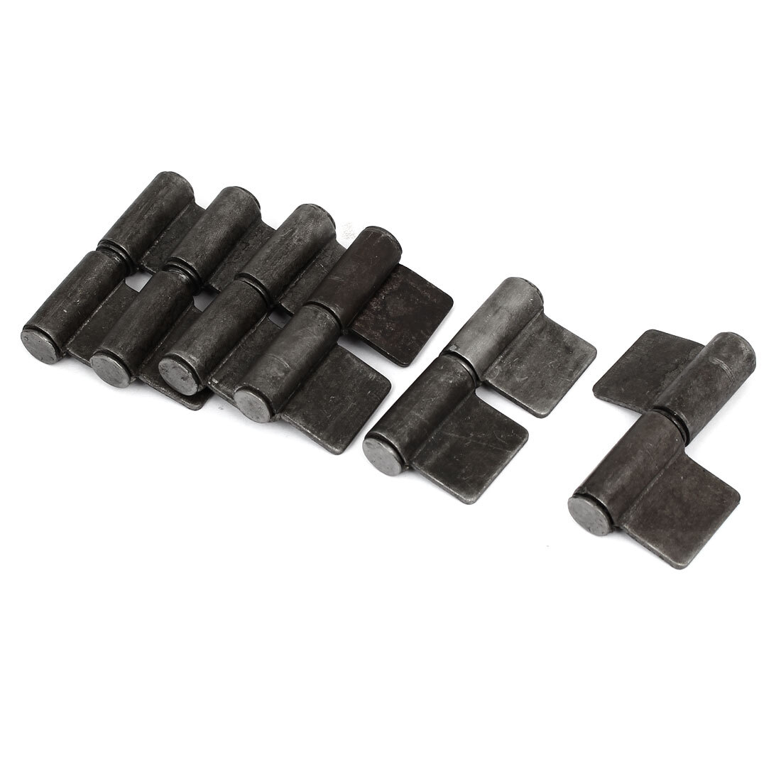 6pcs Cupboard Cabinet Door Metal 360 Degree Welding Flag Hinge Gray 3-inch