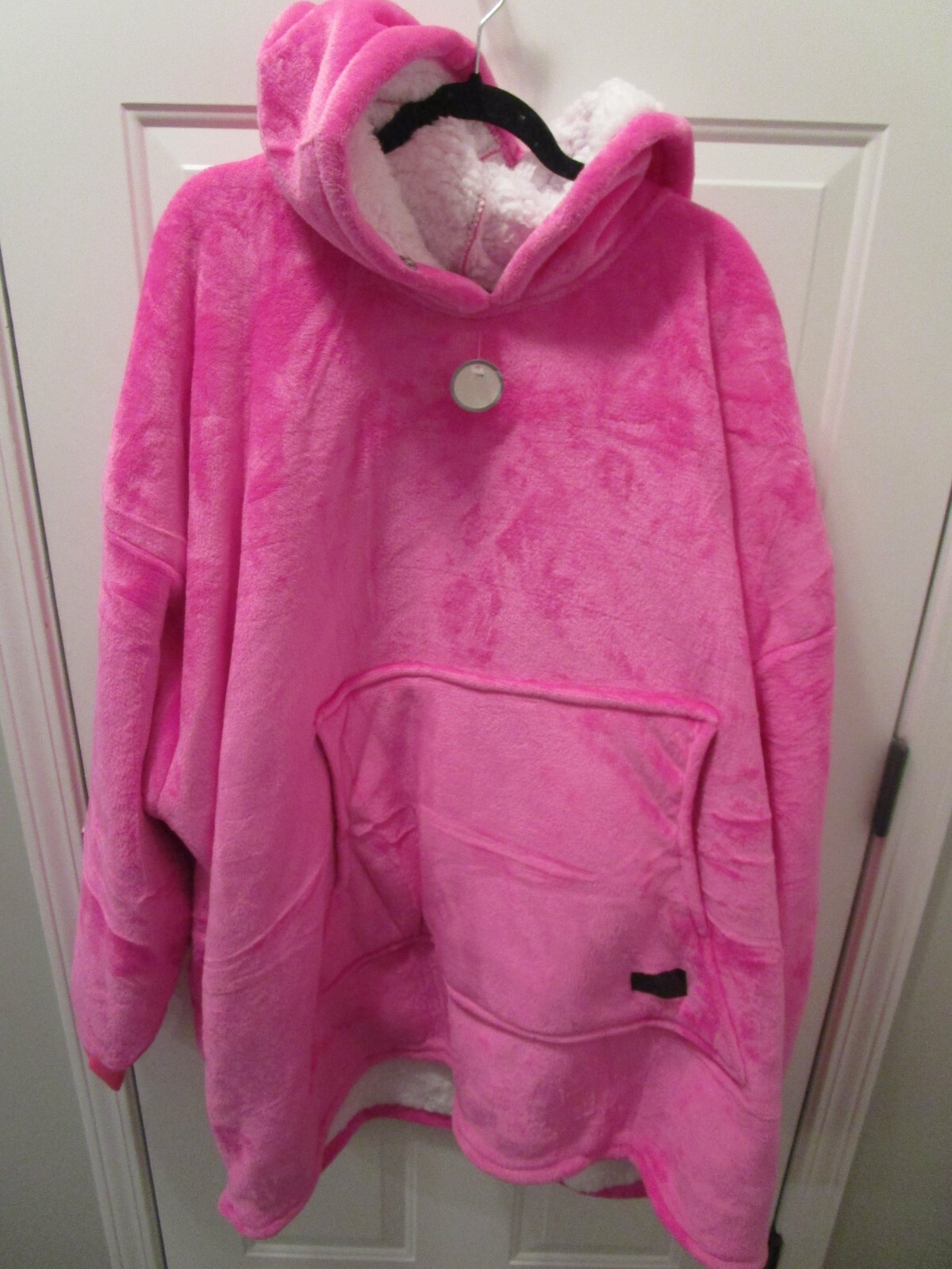 CATALONIA BRIGHT PINK OVERSIZED SHERPA ADULT HOODED WEARABLE BLANKET NEW
