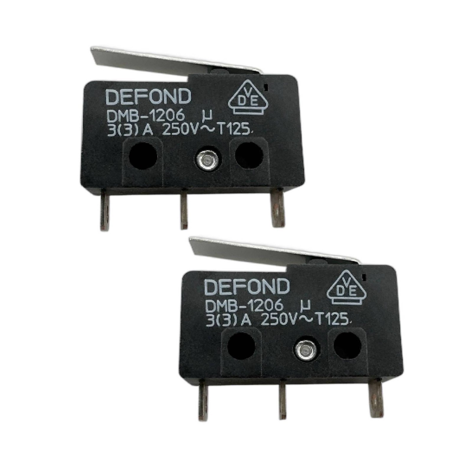 2x DEFOND DMB-1206 Short Lever Snap-Action Micro Switch 5A 250VAC