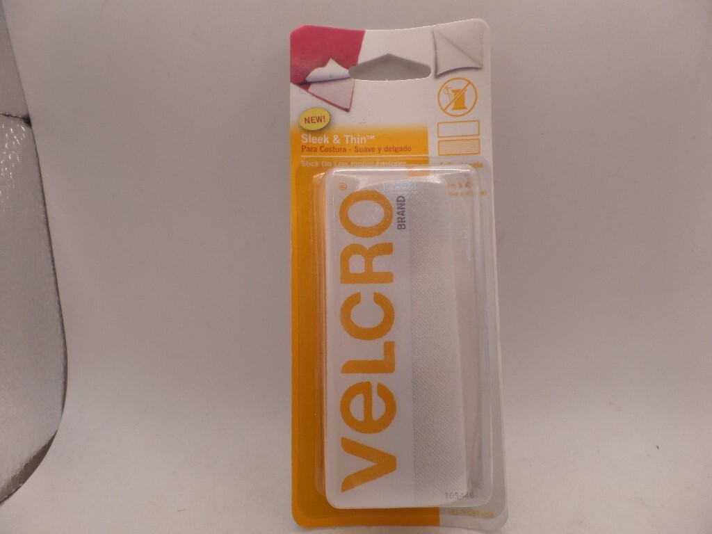 VELCRO VEL-30097-USA 6" X 4" 1 CT 6/24 SLEEK AND THIN STICK ON TAPE WHITE