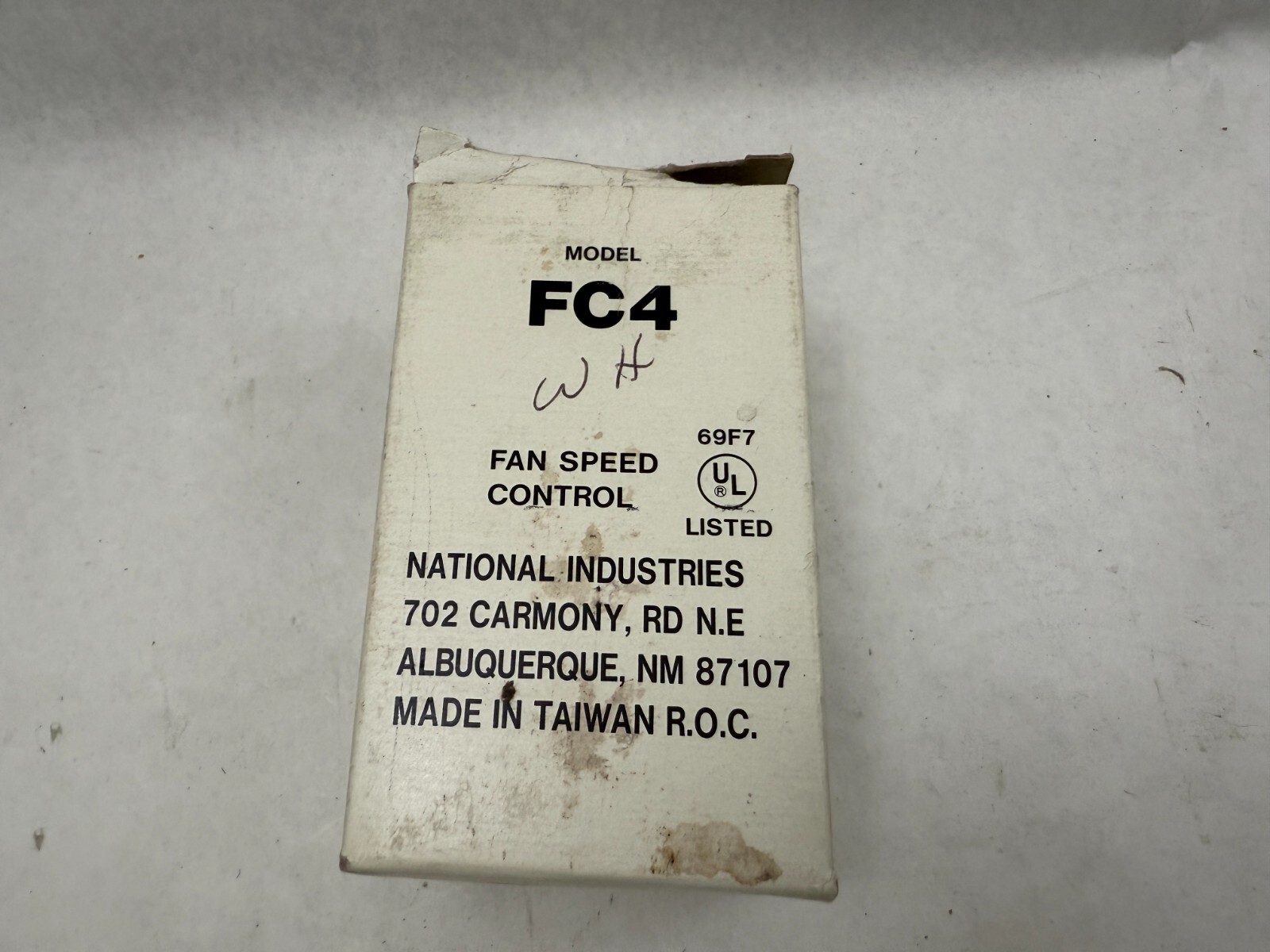 National Ind FC-4 323L NIB White Fan Speed Control See Pics 120V 1.25A #A48