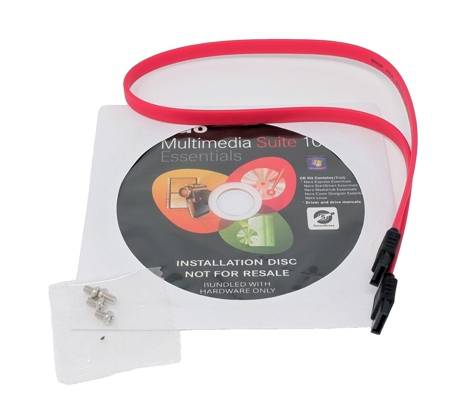 NERO MULTIMEDIA SUITE 10 ESSENTIALS INSTALL DISC W/SATA CABLE & SCREWS - NEW