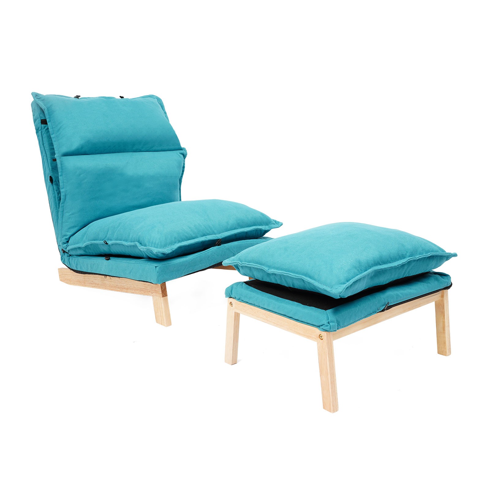 Blue Lounge Chair Single Lazy Sofa Leisure Balcony Adjustable Recliner