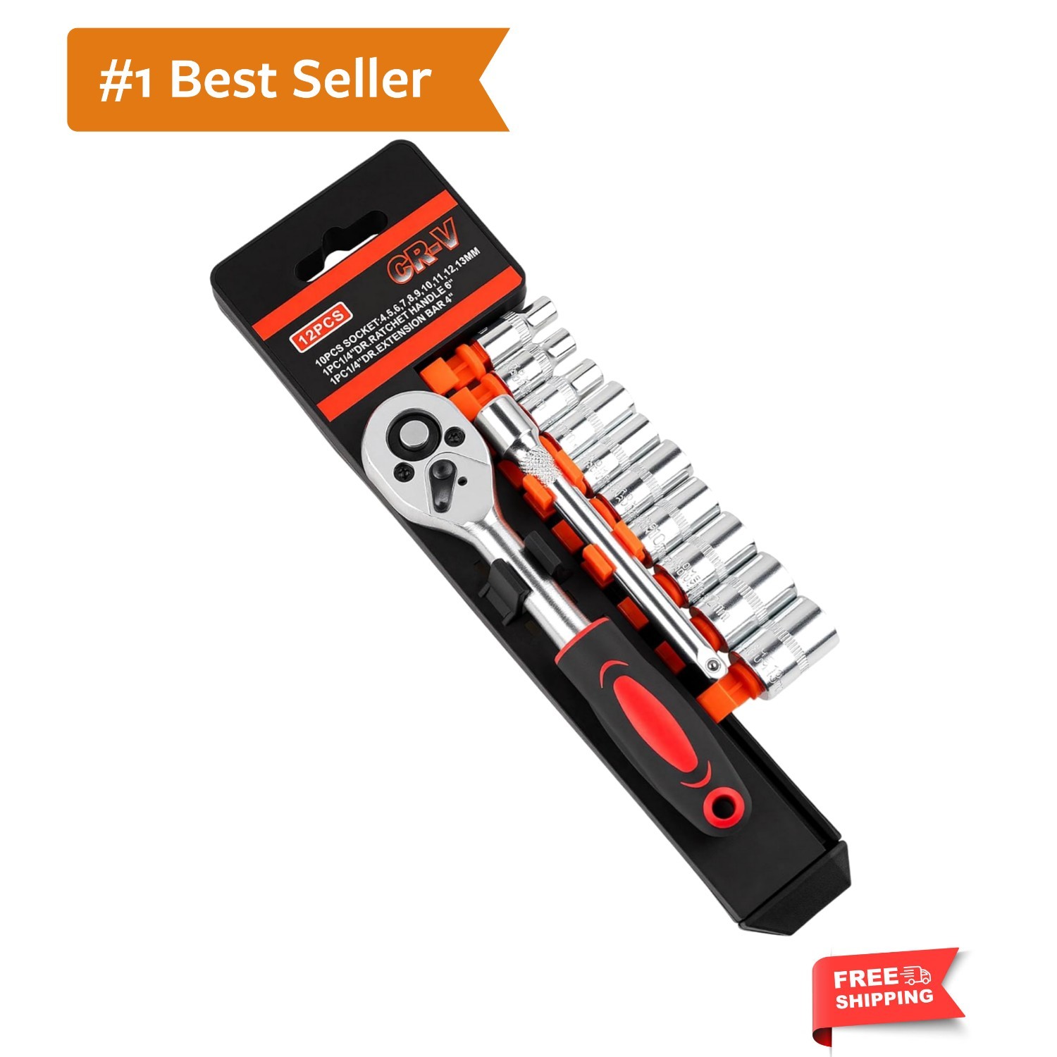 12PCS 1/4 Inch Drive Socket Set,  Mini Ratchet Socket Wrench Set, Small Metri...