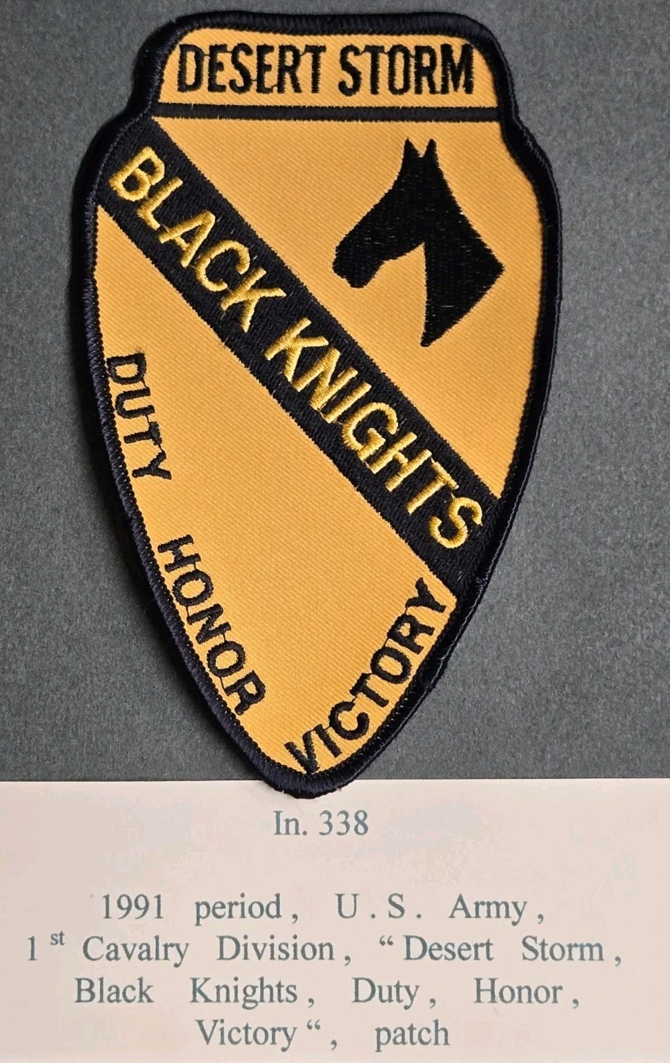 1st Cavalry Division / Desert Storm "BLACK KNIGHTS" Pocket Patch (455)