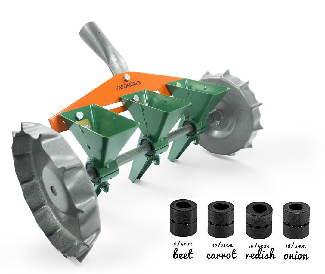 Varomorus Garden Hand Manual Seeder 3 Row Planter sowing vegetable seeds metal