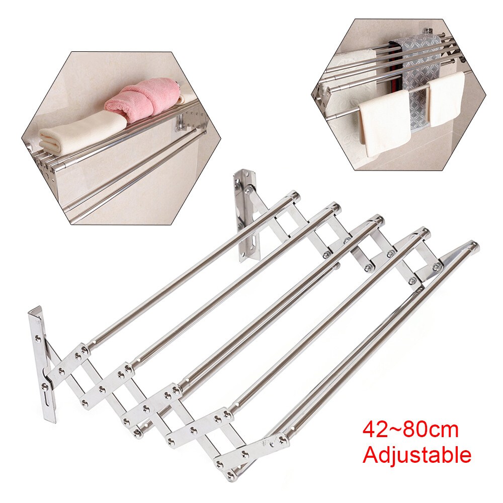Wall Mounted Clothes Drying Rack Stainless Steel Retractable Laundry Drying Rack