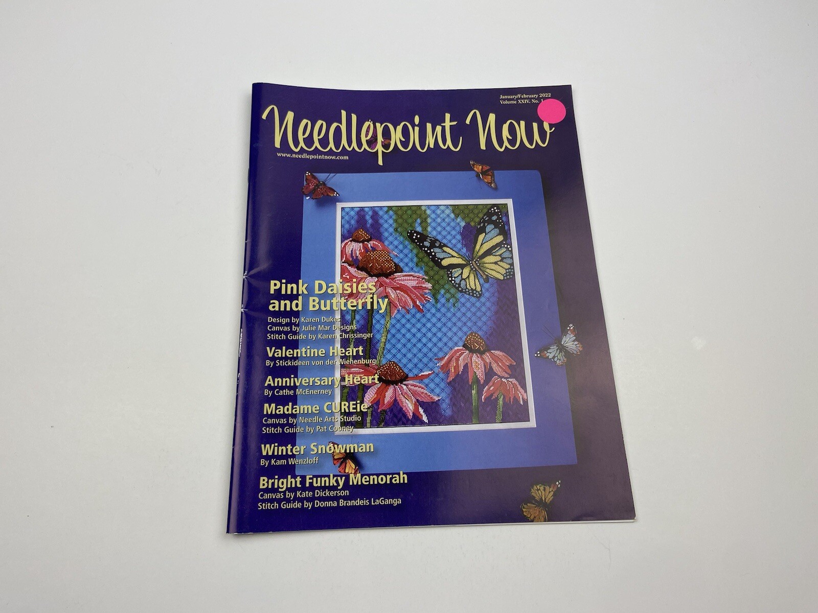 Needlepoint Now Magazine Jan Feb 2022 Vol XXIV No 1 Pink Daisies And Butterfly