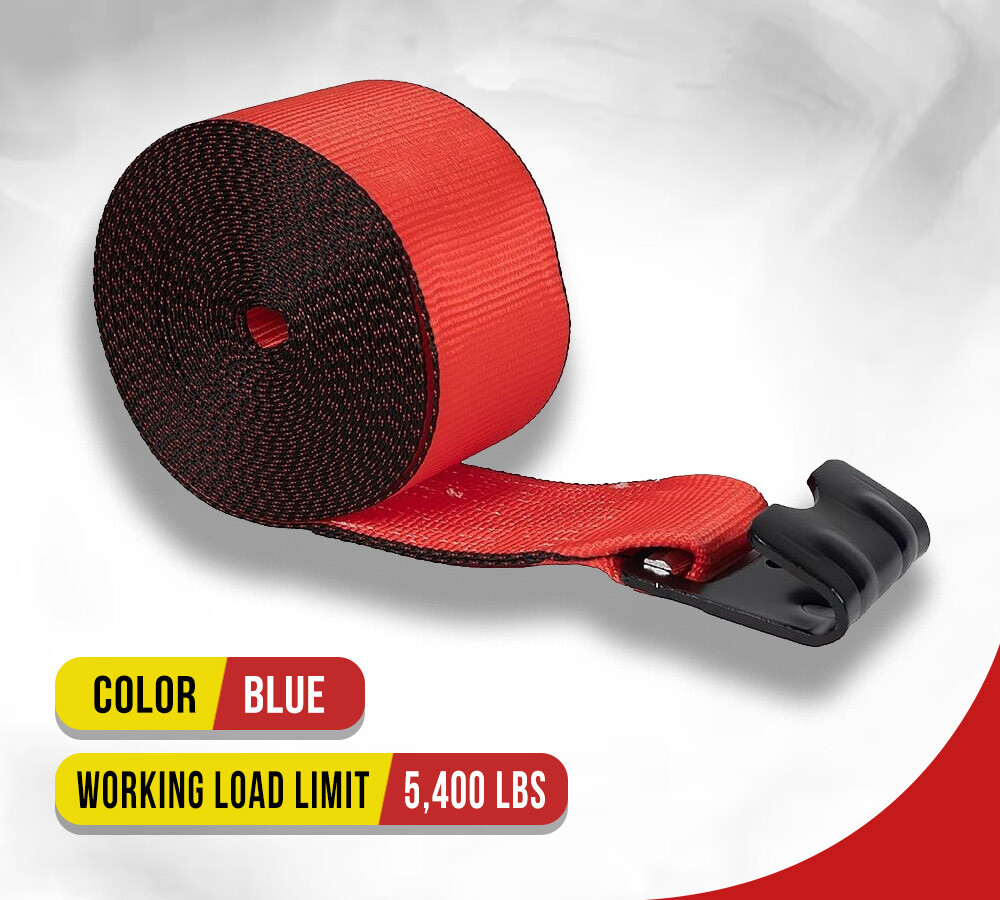 10 Pack 4"x40' Red Winch Straps w/ Flat Hook WLL 5400 # Cargo Control for Fla...