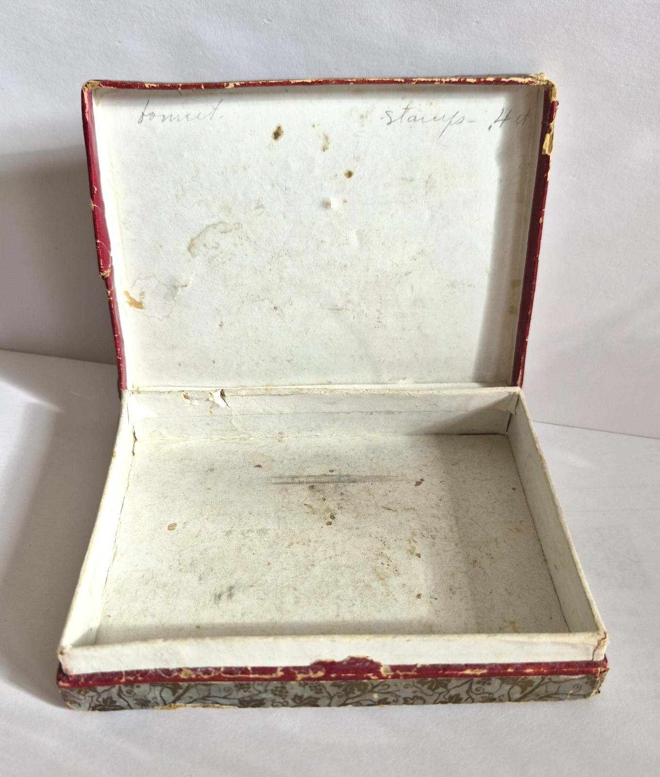 Vintage Victorian Rectangular Trinket Box w/ Lid - Printed 1890's