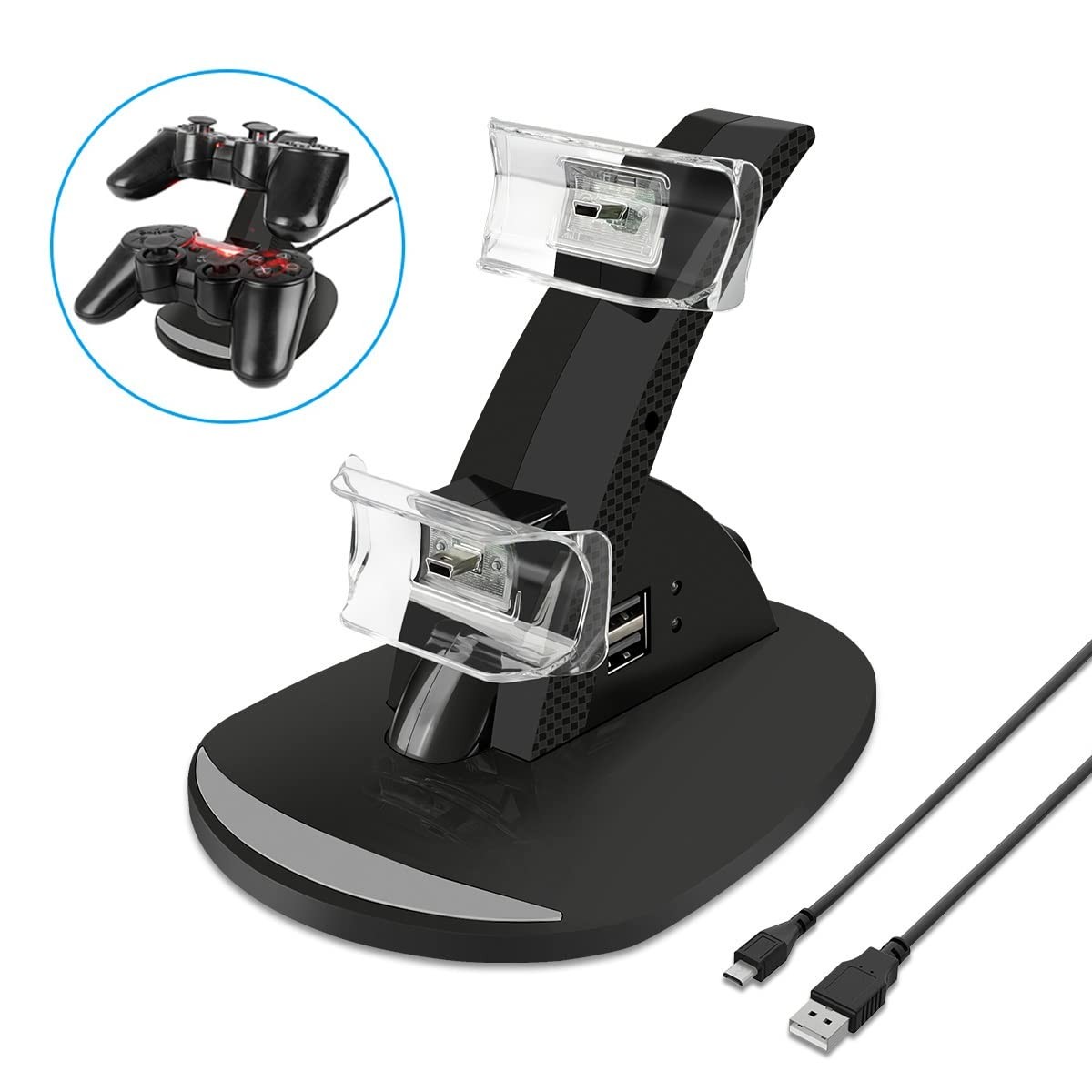 VSEER PS3 Controller Charger, Dual Console Charger Charging Docking Station S...