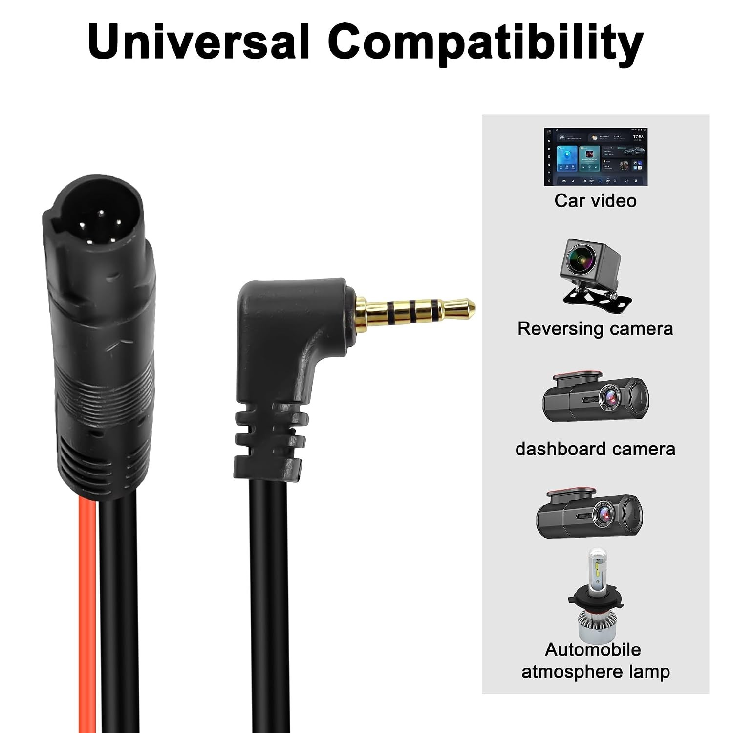 Waterproof 32.8FT 5 Pin Dash Camera Cable - Ideal for Reverse and Ambient Light