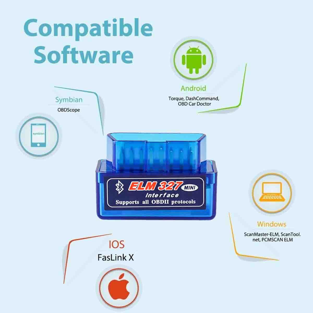 For Android & iPhone Bluetooth OBD2 Scanner Car Diagnostic Tool Code Reader