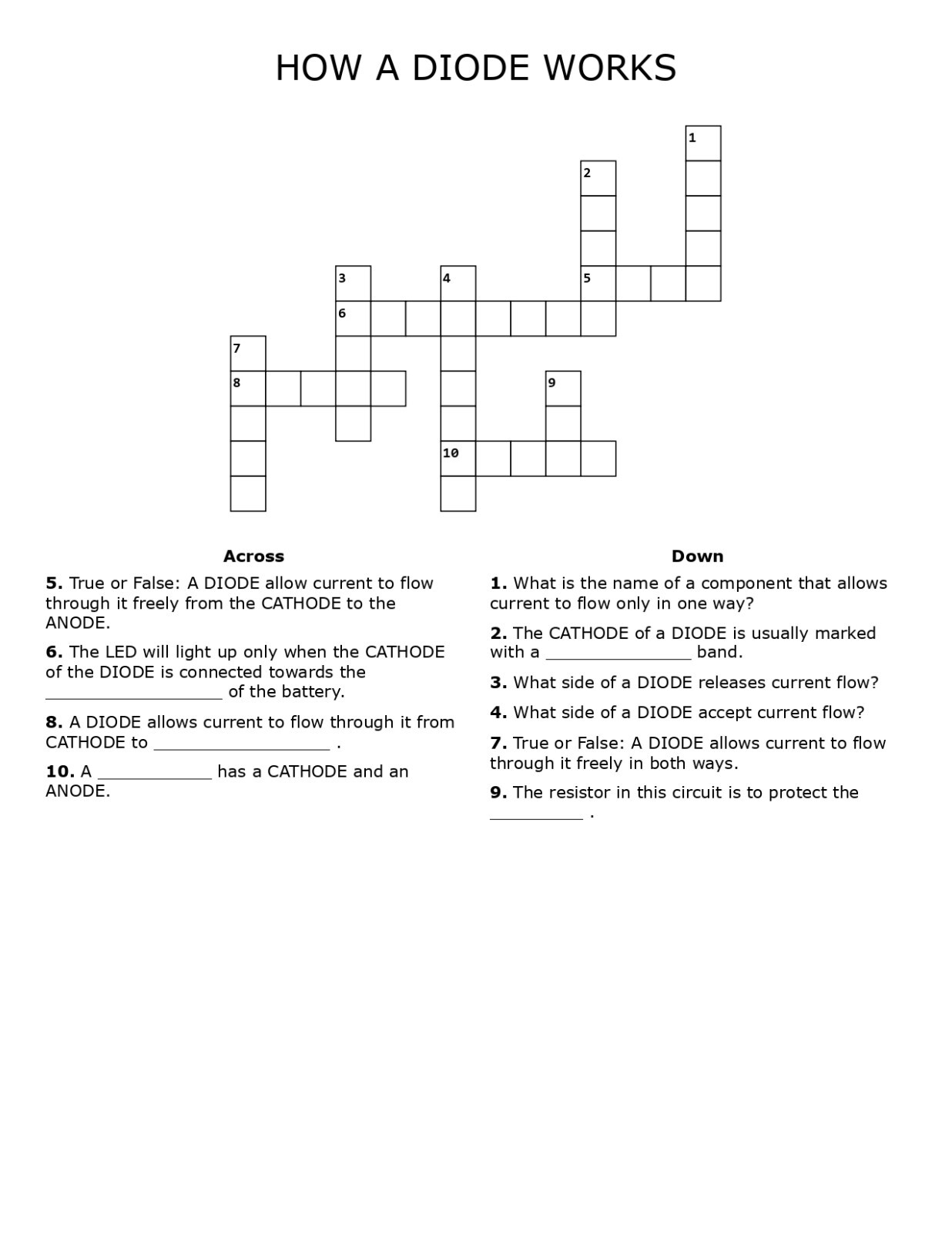 5th Grade- Lesson Plan #Exp06 "HOW A DIODE WORKS" Science-Electronics