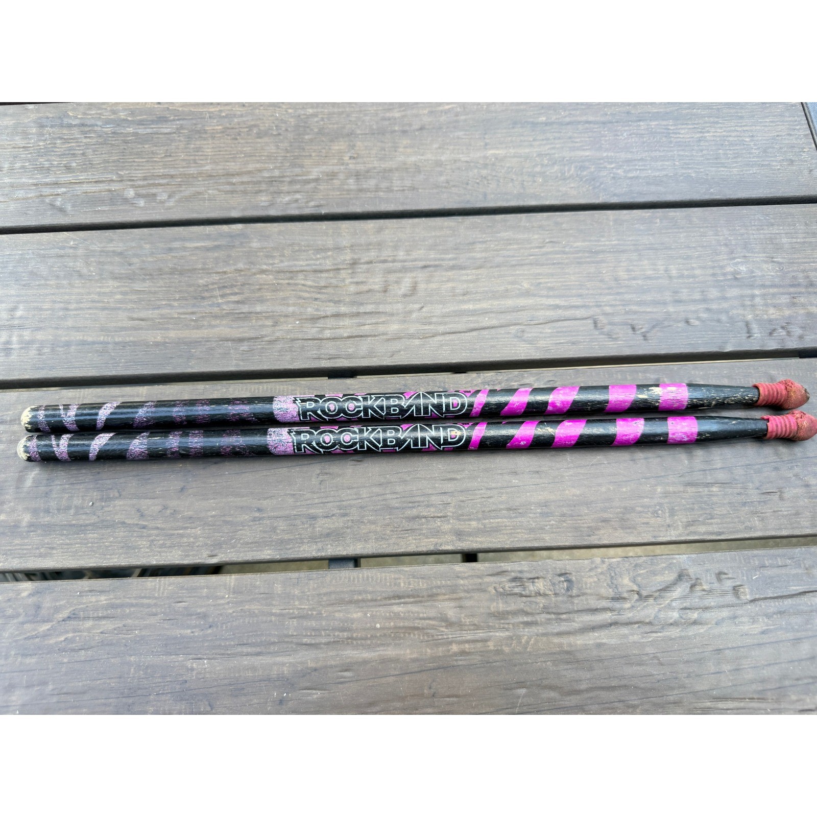 Rock Band Drumsticks Official Video Game Accessory Black Pink Zebra Stripe Pair