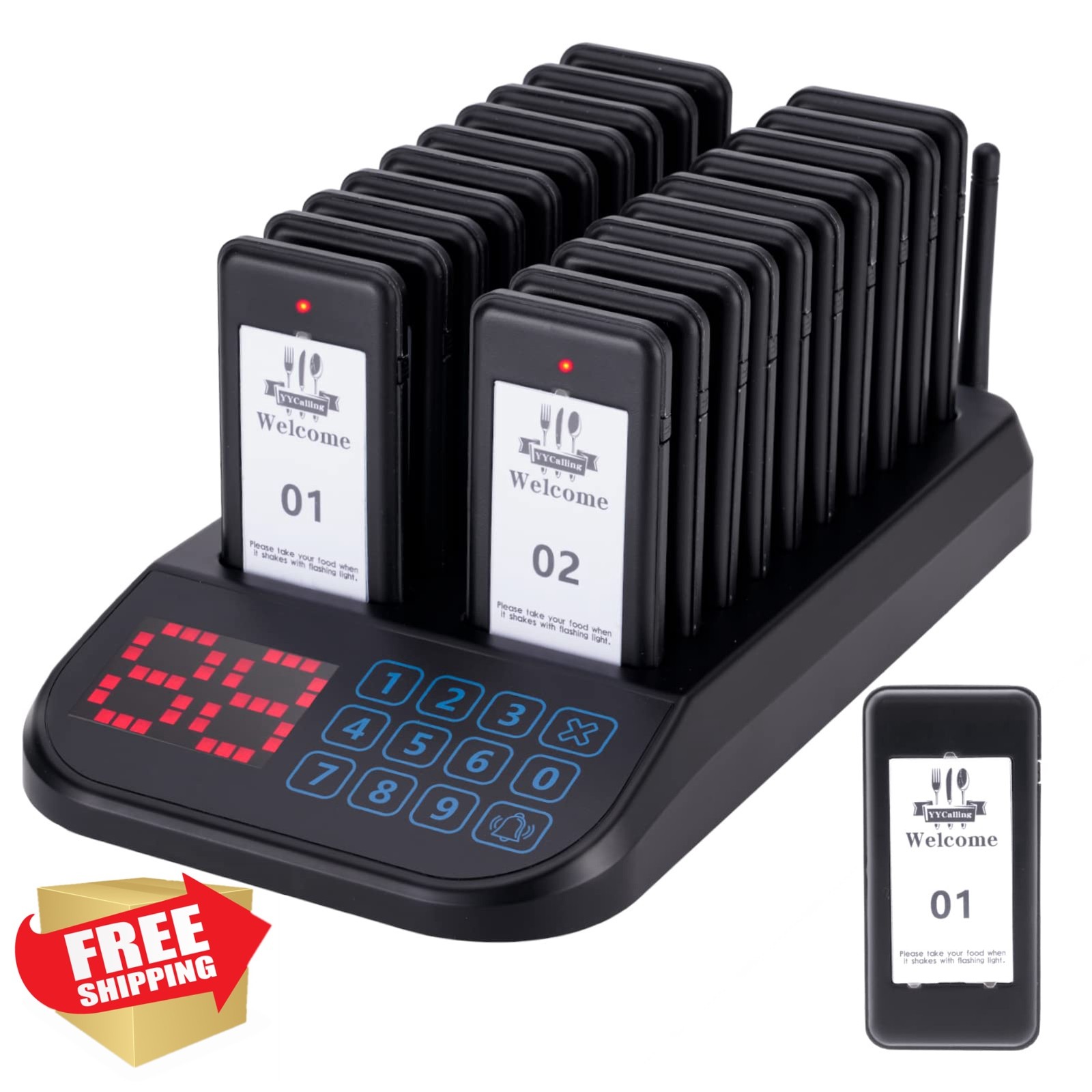 YYCALLING Restaurant Pager System,Social Distancing Buzzer 20 Pagers,Wireless...