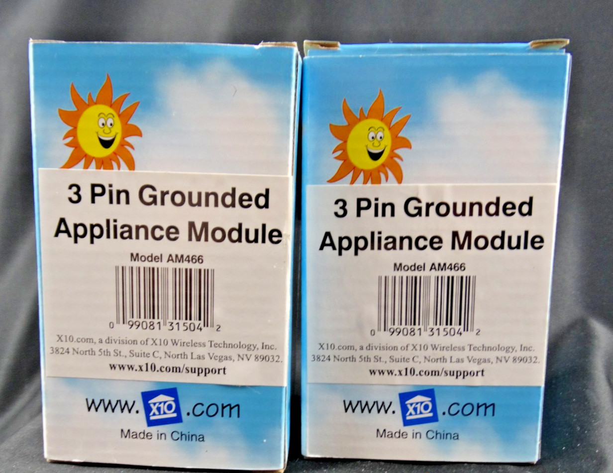 NIB X-10 3 Pin Grounded Appliance Module Set of  2 (Model AM466)
