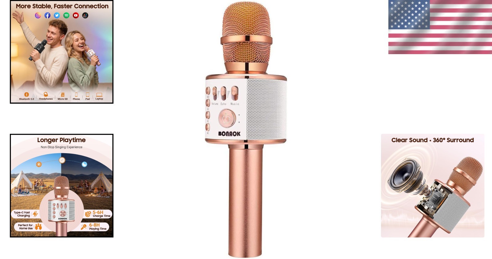 Portable Handheld Karaoke Mic with Bluetooth & Echo Mode - Perfect for All Ages
