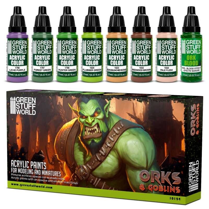 Paint Set - Orcs and Goblins - Airbrush Brush acrylic 17ml tones
