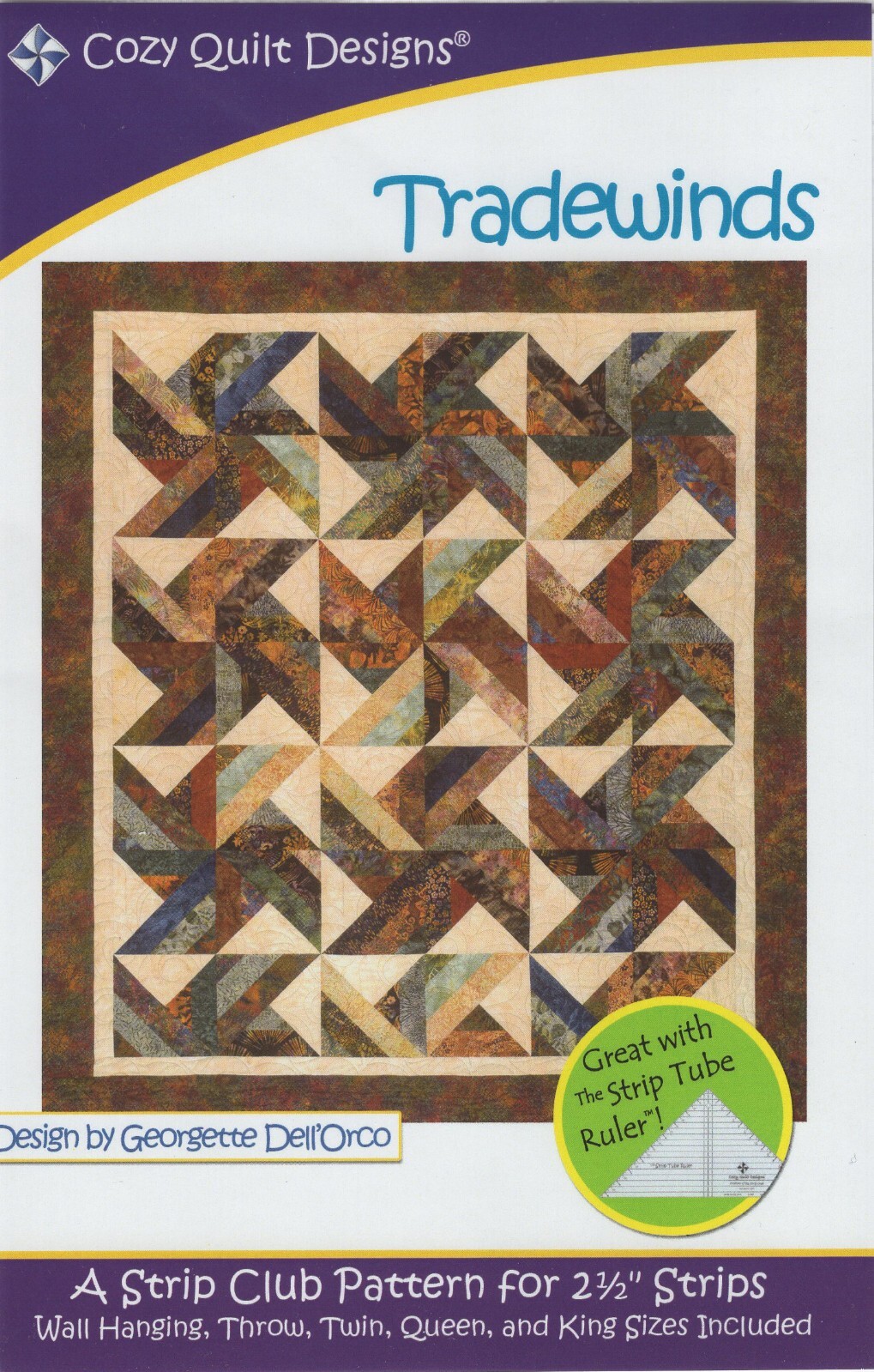 Tradewinds Quilt Pattern for 2-1/2" strips by Cozy Quilt Designs - 0002591