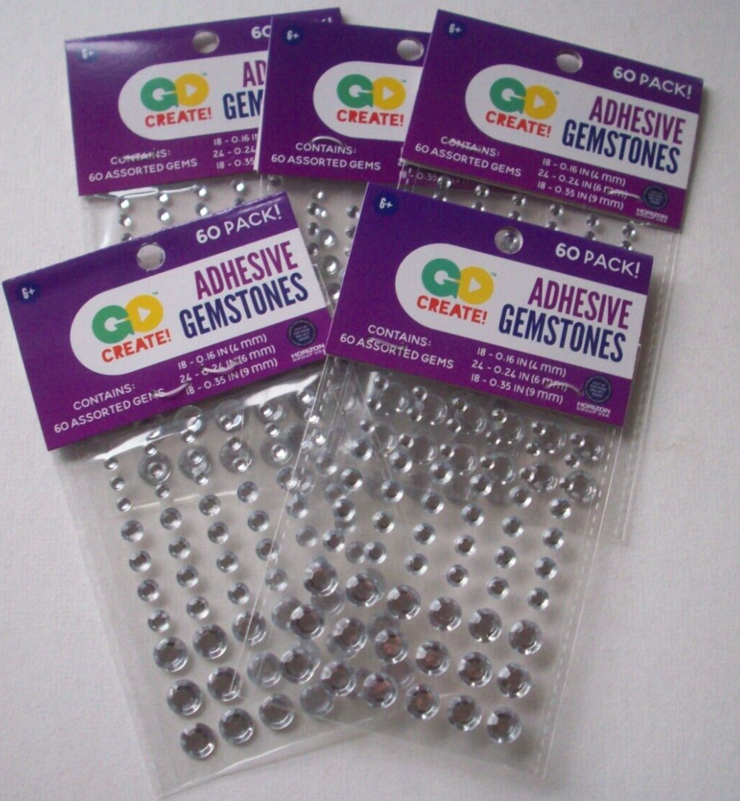 Lot of 5 unopen packages of Adhesive Gemstones for crafts scrapbooking