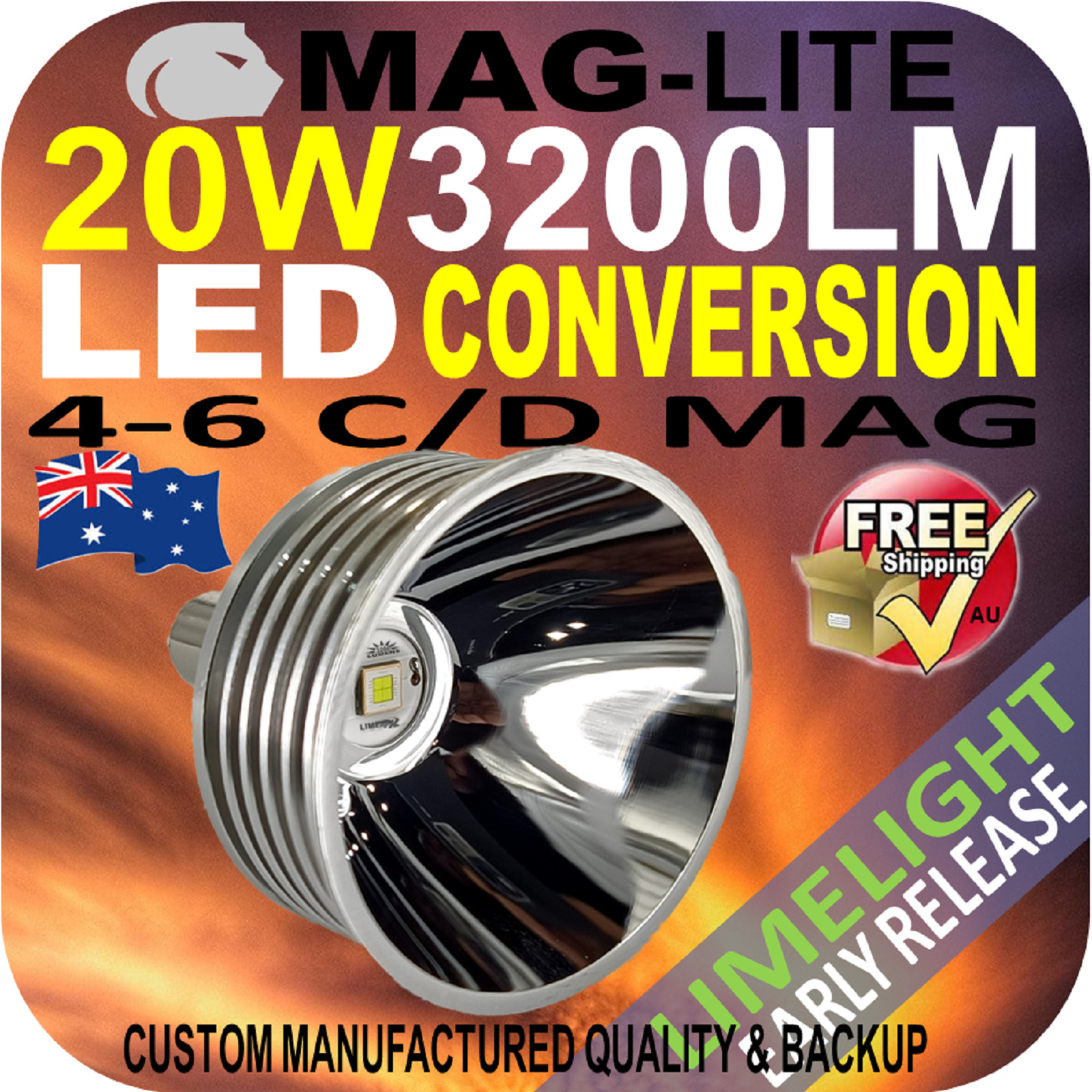 MAGLITE LED CONVERSION UPGRADE MODIFICATION GLOBE BULB MODULE 4-6 CD 20W 3200LM