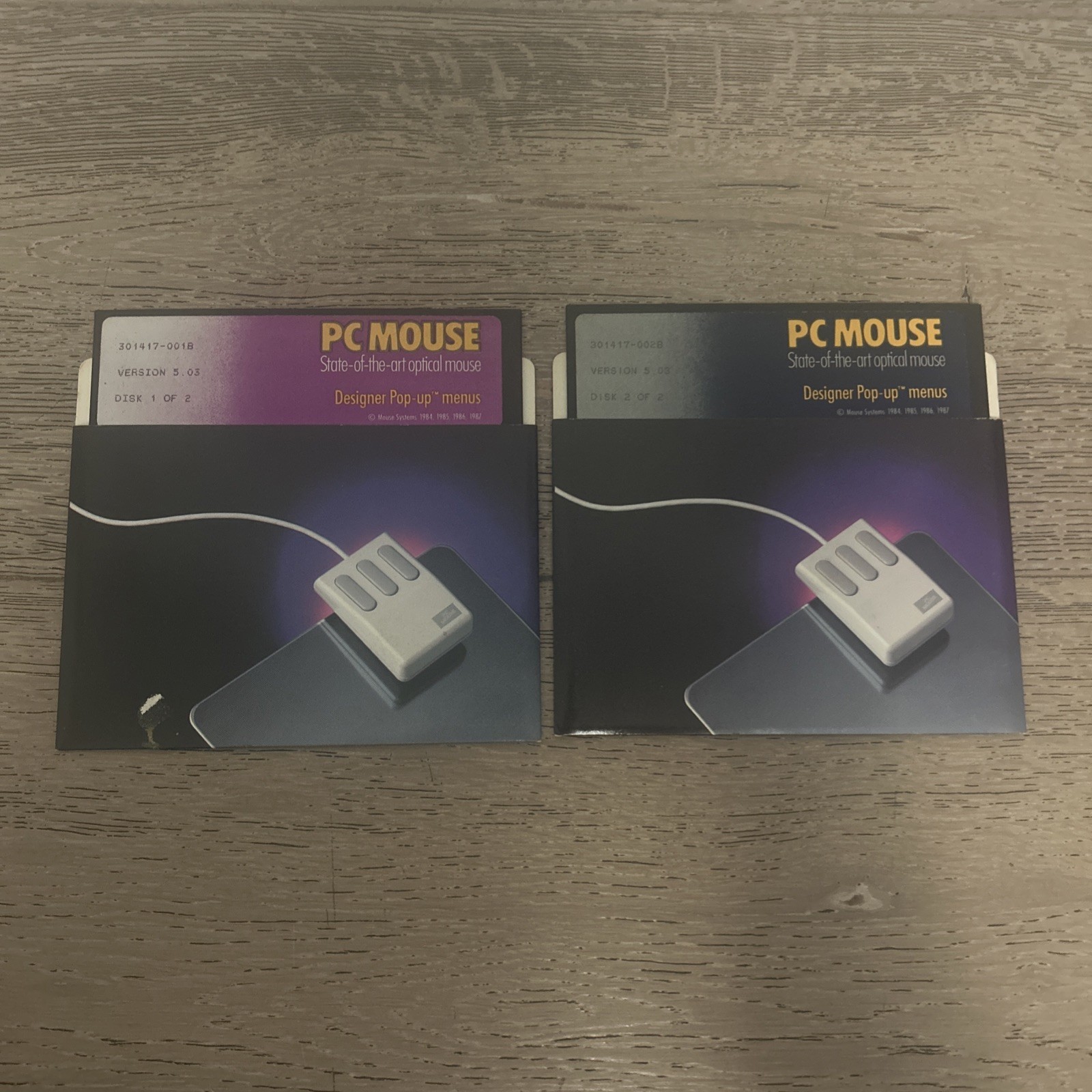 2 PC MOUSE Designer Pop-up Menus 5.25" disks IBM PC early 90s UNTESTED