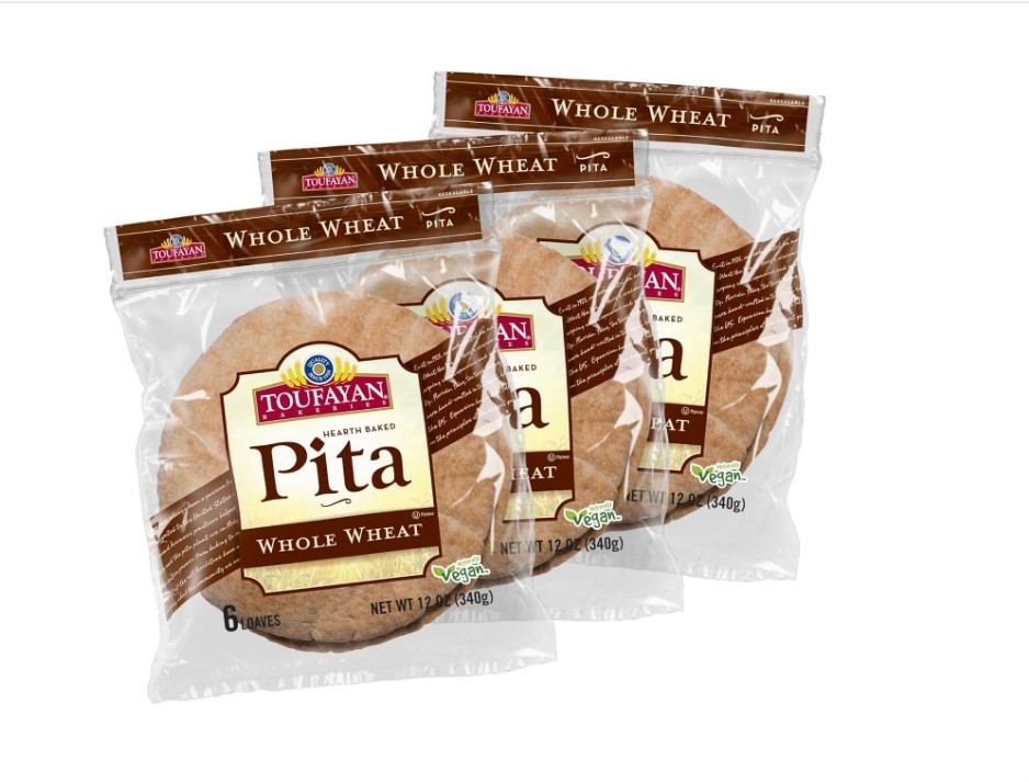 3 Toufayan Bakery, Whole Wheat Pita Bread | Naturally Vegan, Cholesterol Free