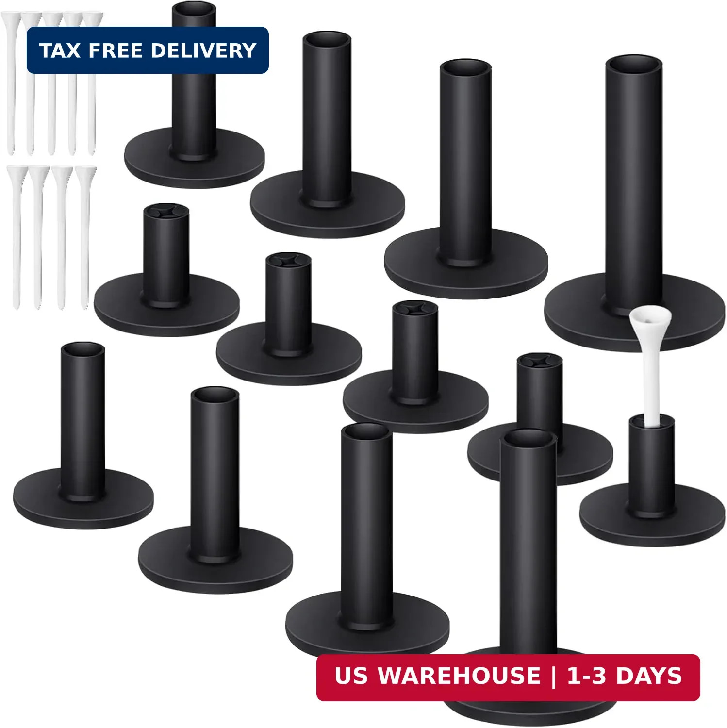 23 Pieces Rubber Golf Tees Set Tees Holders for Driving Range Mats Valu