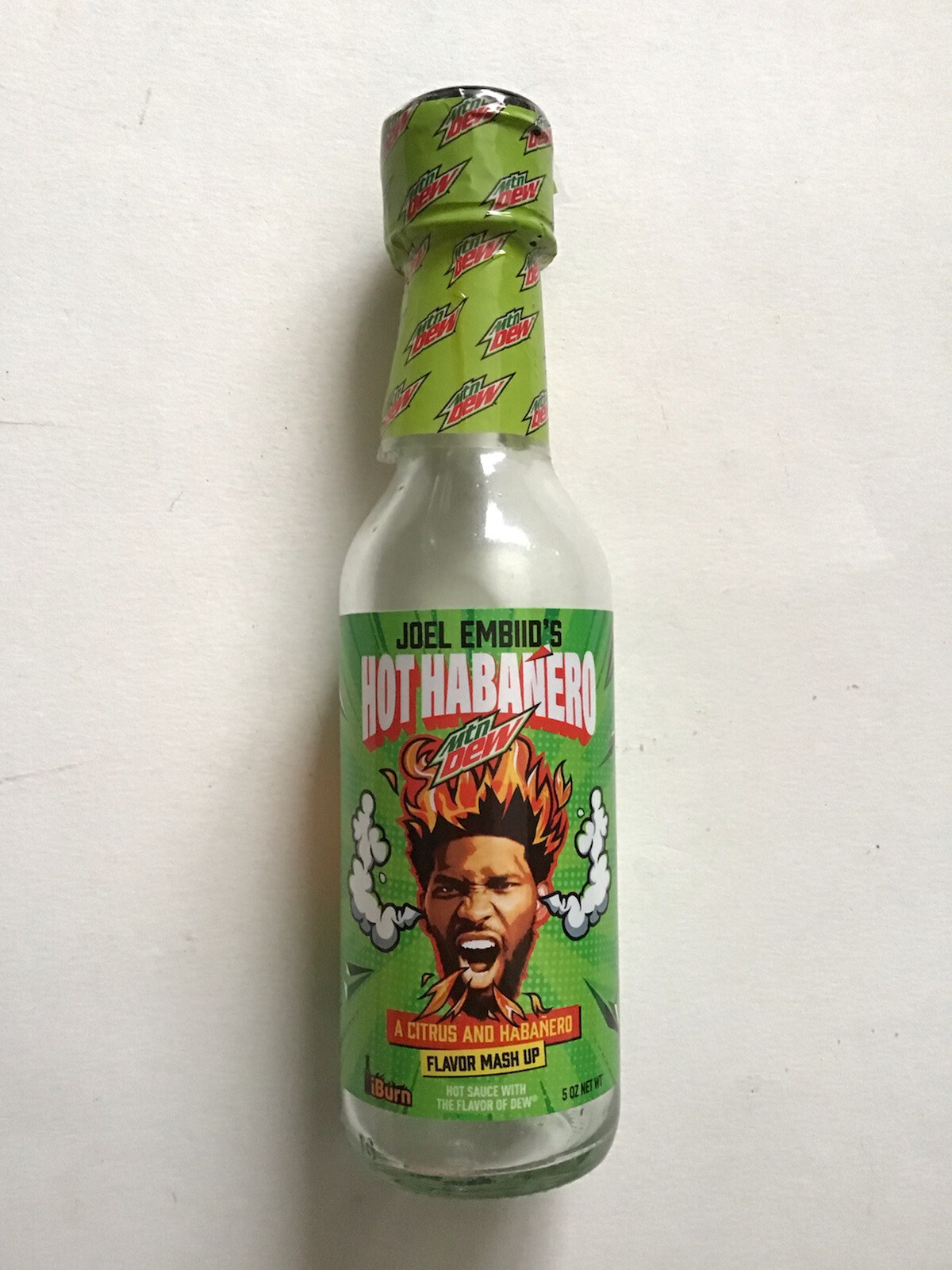 Joel Embiid’s Hot Habanero Mtn. Dew Hot Sauce 2020 Empty Collectible Bottle Only