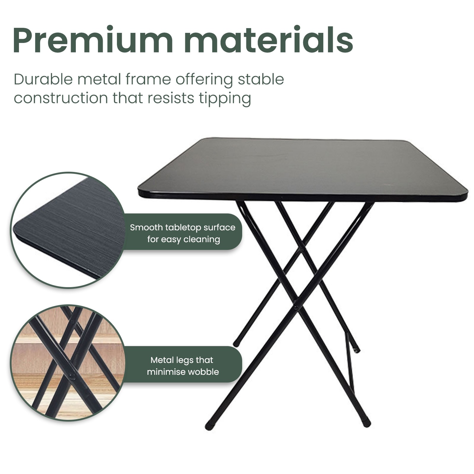 Indoor/Outdoor Folding Dining Table Square Seats 4 Office Study Computer Desk