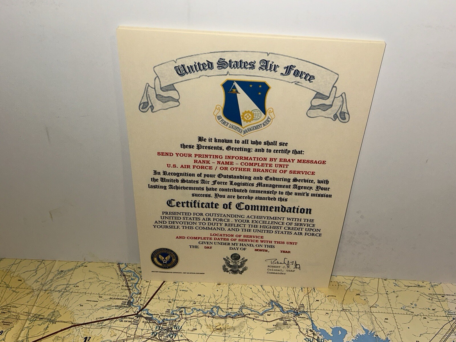 U.S.A.F. / AIR FORCE LOGISTICS MANAGEMENT AGENCY - CERTIFICATE OF COMMENDATION